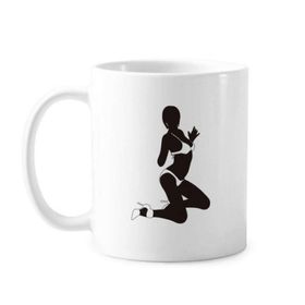 Dıythinker 350 ml Hot Women Kneel Bikini Gal Klasik Beyaz Çömlekçilik Seramik Saplı Kupa