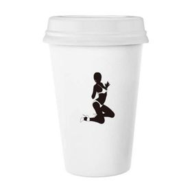 Dıythinker 350 ml Hot Women Kneel Bikini Gal Klasik Kupa Beyaz Çömlekçilik Seramik Kupa