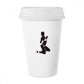 Dıythinker 350 ml Hot Women Kneel Bikini Gal Klasik Kupa Beyaz Çömlekçilik Seramik Kupa
