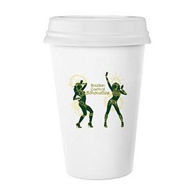 Dıythinker 350 ml Hula Yeşil Silüeti Brezilya Karnavalı Slogan Brezilya Kültürel Öğeleri Klasik Beyaz Çömlek Seramik Kupa