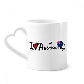 Dıythinker 350 ml I Love Australia Dünya Bayrağı Kalp Kupaları Seramik Kupa