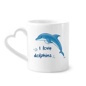 Dıythinker 350 ml I Love Dolphins Illustrate Kupaları Seramik Kupa