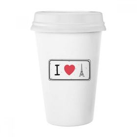 Dıythinker 350 ml I Love Eyfel Kulesi Kelimeler Desen Klasik Kupa