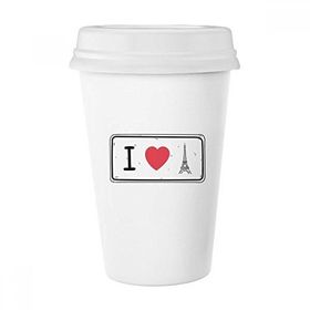 Dıythinker 350 ml I Love Eyfel Kulesi Kelimeler Desen Klasik Kupa