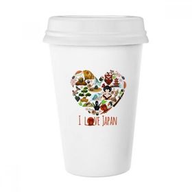 Dıythinker 350 ml I Love Japan Sushi Sakura İllüstrasyon Klasik Kupa