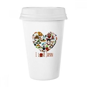 Dıythinker 350 ml I Love Japan Sushi Sakura İllüstrasyon Klasik Kupa