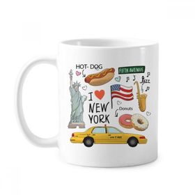 Dıythinker 350 ml I Love New York Hot Dog Donuts America Texi Klasik Kupa