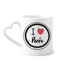 Dıythinker 350 ml I Love Paris Kelimeler Desenli Kupaları Seramik Kupa