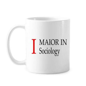 Dıythinker 350 ml I Major In Sosyology Öğrenci Kolej Klasik Beyaz Çömlek Seramik Saplı Kupa
