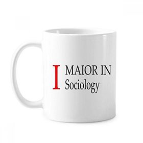 Dıythinker 350 ml I Major In Sosyology Öğrenci Kolej Klasik Beyaz Çömlek Seramik Saplı Kupa