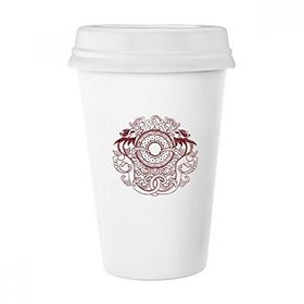 Dıythinker 350 ml İki Çin Ejderha Hayvan Portre Klasik Beyaz Çömlekçilik Seramik Kupa