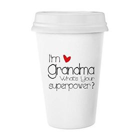 Dıythinker 350 ml I'm A Grandma What's Your Superpower Best Büyükanne Klasik Beyaz Çömlek Seramik Kupa