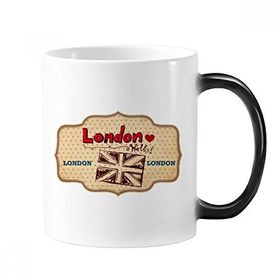 Dıythinker 350 ml İngiltere Londra Birleşik Krallık Jack Damga Değişen Renk Değiştiren Isıya Duyarlı Saplı Kupa