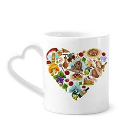 Dıythinker 350 ml İtalya Kalp Simgesi Ulusal Bayrak Desenli Seramik Kalp Saplı Kupa