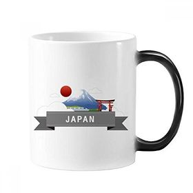 Dıythinker 350 ml Japon Dağı Fuji Kırmızı Güneş Işığı Raylı Tren Tapınağı Değişen Renk Kupa