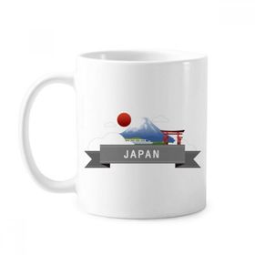 Dıythinker 350 ml Japon Dağı Fuji Kırmızı Güneş Işığı Raylı Tren Tapınağı Klasik Kupa Beyaz Çömlekçilik Seramik Kupa