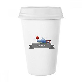 Dıythinker 350 ml Japon Dağı Fuji Kırmızı Güneş Işığı Raylı Tren Tapınağı Klasik Kupa