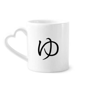 Dıythinker 350 ml Japon Katakana Karakteri YU Kupaları Seramik Kupa