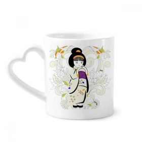 Dıythinker 350 ml Japon Kimono Kız Desenli Kupaları Seramik Kupa