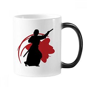 Dıythinker 350 ml Japonya Asya Samuray Katana Sakura Parry Silüeti Değişen Renk Kupa