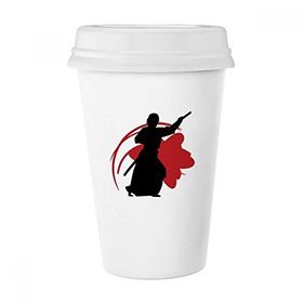 Dıythinker 350 ml Japonya Asya Samuray Katana Sakura Parry Silüeti Klasik Kupa