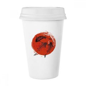 Dıythinker 350 ml Japonya Kırmızı Sazan Hayvan Soyut Klasik Kupa