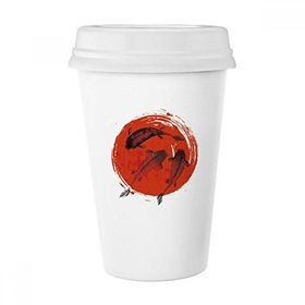 Dıythinker 350 ml Japonya Kırmızı Sazan Hayvan Soyut Klasik Kupa