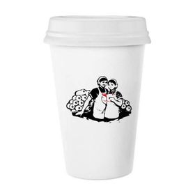 Dıythinker 350 ml Kadın Kitap Çalışması Kırmızı Çin Desenli Klasik Kupa Beyaz Çömlekçilik Seramik Kupa