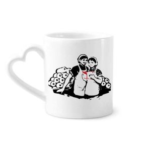 Dıythinker 350 ml Kadın Kitap Çalışması Kırmızı Çin Desenli Kupaları Seramik Kupa