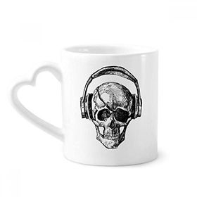 Dıythinker 350 ml Kafatası Kulaklık Müzik Çılgın Desenli Kupaları Seramik Kupa
