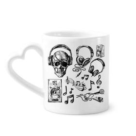 Dıythinker 350 ml Kafatası Kulaklık Müzik Enstrüman Desenli Kupaları Seramik Kupa