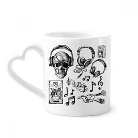Dıythinker 350 ml Kafatası Kulaklık Müzik Enstrüman Desenli Kupaları Seramik Kupa