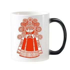 Dıythinker 350 ml Kağıt Kesim Sanat Çin Geleneksel Kültür İllüstrasyon Desen Değişen Renk Kupa Kupa