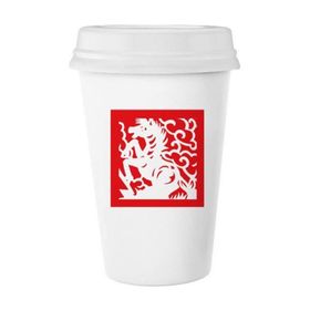 Dıythinker 350 ml Kağıt Kesimli At Hayvan Çin Zodyak Klasik Kupa Beyaz Çömlekçilik Seramik Kupa