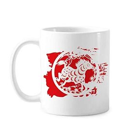 Dıythinker 350 ml Kağıt Kesimli At Hayvan Çin Zodyak Sanatı Boya Fırçası Kupa Beyaz Seramik Kupa