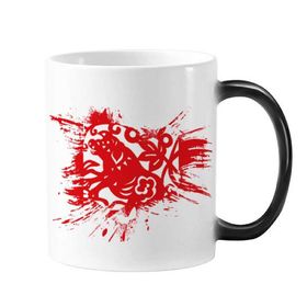 Dıythinker 350 ml Kağıt Kesimli Domuz Hayvan Çin Zodyak Değişen Renk Kupa