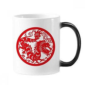 Dıythinker 350 ml Kağıt Kesimli Ejderha Hayvan Çin Zodyak Sanatı Değişen Renk Kupa