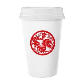 Dıythinker 350 ml Kağıt Kesimli Ejderha Hayvan Çin Zodyak Sanatı Klasik Kupa