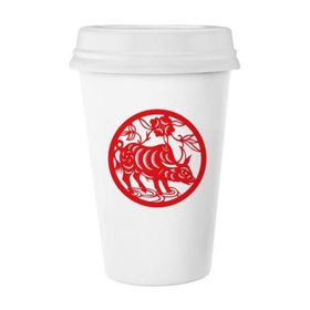Dıythinker 350 ml Kağıt Kesimli Öküz Hayvan Çin Zodyak Sanatı Klasik Kupa