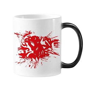 Dıythinker 350 ml Kağıt Kesimli Sıçan Hayvan Çin Zodyak Değişen Renk Değiştiren Isıya Duyarlı Kulplu Kupa