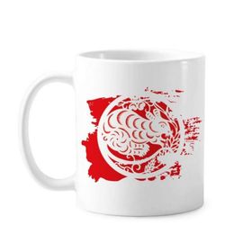 Dıythinker 350 ml Kağıt Kesimli Sıçan Hayvan Çin Zodyak Sanatı Boya Fırçası Kupa Beyaz Seramik Kupa