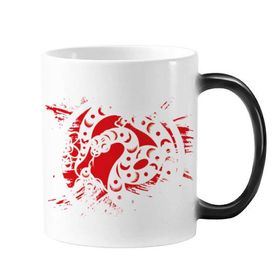 Dıythinker 350 ml Kağıt Kesimli Yılan Hayvan Çin Zodyak Sanatı Değişen Renk Şekil Değiştiren Isıya Duyarlı Kulplu Kupa