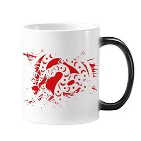 Dıythinker 350 ml Kağıt Kesimli Yılan Hayvan Çin Zodyak Sanatı Değişen Renk Şekil Değiştiren Isıya Duyarlı Kulplu Kupa
