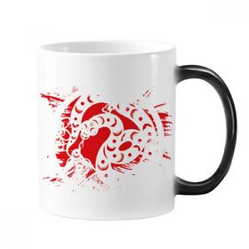 Dıythinker 350 ml Kağıt Kesimli Yılan Hayvan Çin Zodyak Sanatı Değişen Renk Şekil Değiştiren Isıya Duyarlı Kulplu Kupa