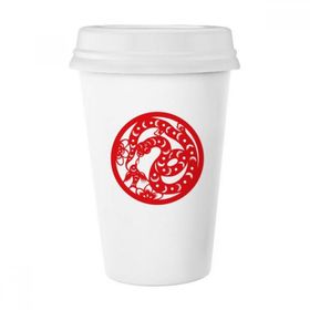 Dıythinker 350 ml Kağıt Kesimli Yılan Hayvan Çin Zodyak Sanatı Klasik Kupa