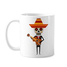 Dıythinker 350 ml Kaktüs Şapka Kafatası Gitar Oynayan Meksika Happy The Day Of The Dead Resimli Klasik Kupa