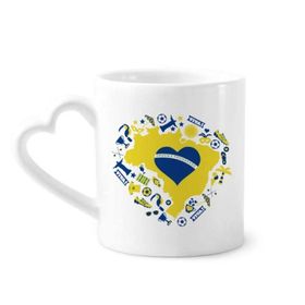Dıythinker 350 ml Kalp Şeklinde Sipariş Brezilya Haritaları Kupaları Seramik Kupa