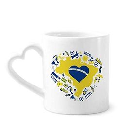 Dıythinker 350 ml Kalp Şeklinde Sipariş Brezilya Haritaları Kupaları Seramik Kupa