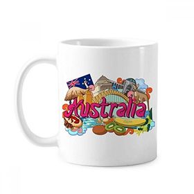 Dıythinker 350 ml Kanguru Limanı Köprüsü Avustralya Grafiti Klasik Beyaz Çömlek Seramik Saplı Kupa