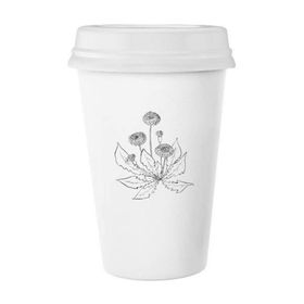 Dıythinker 350 ml Karahindiba Çiçek Açan Siyah Beyaz Çiçekler Klasik Kupa